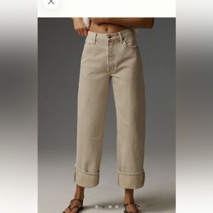 Pistola Ryder High-Rise Straight Leg Cuffed Jeans Oat color Size 27